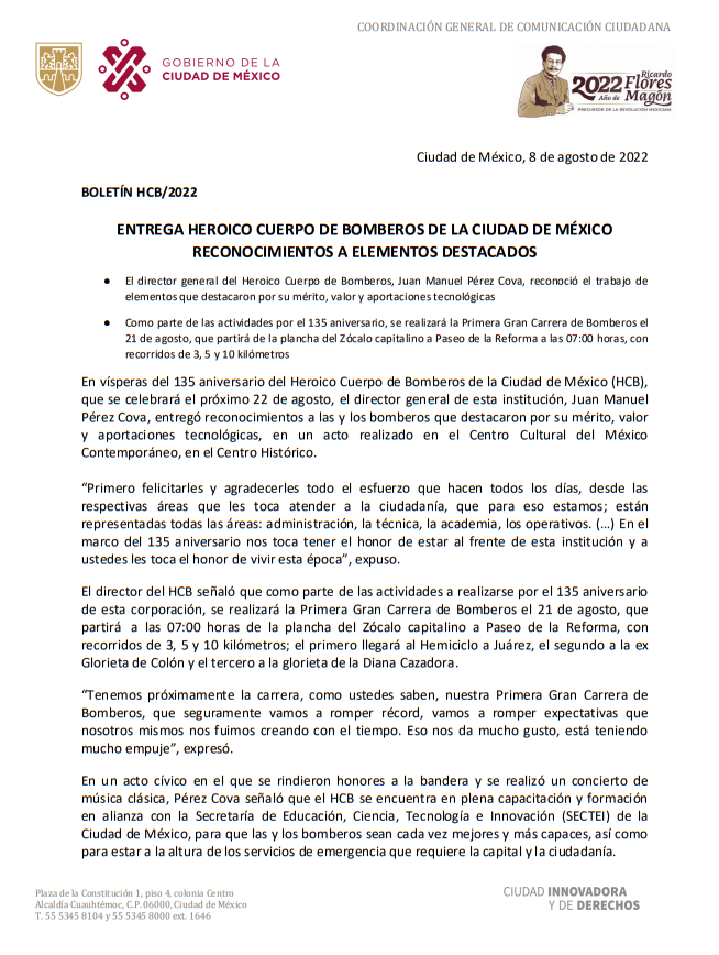 BOLETÍN Entrega Heroico Cuerpo De Bomberos De La Ciudad De México ...